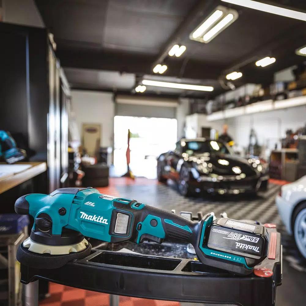 Makita 18V LXT Brushless Cordless 5 in./6 in. Dual Action Random Orbit Polisher Kit (5.0 Ah)