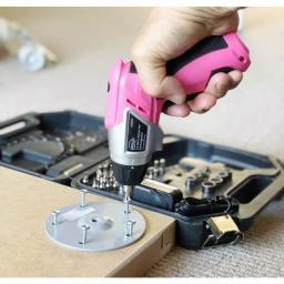Apollo Tools 3.6V Lithium-Ion Cordless Electric Screwdriver with 45-Piece Accessory Set, Pink thumbnail 7