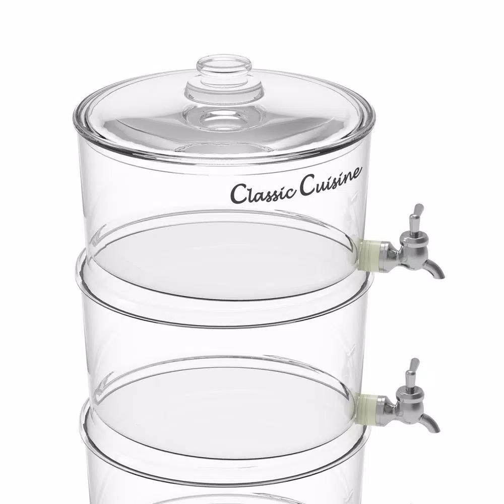 Classic Cuisine 3-Tier Beverage Dispenser, 354 oz BPA-Free Plastic Drink Server with 4 Removable Spigots
