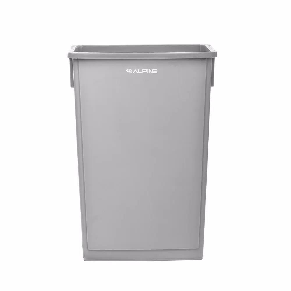 Alpine Industries 23 Gal. Gray Commercial Waste Basket Trash Can