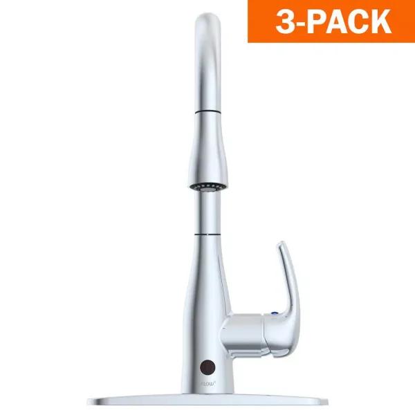 Flow Series Motion Activated Single-Handle Pull-Down Kitchen Faucet, Chrome (3-Pack)
