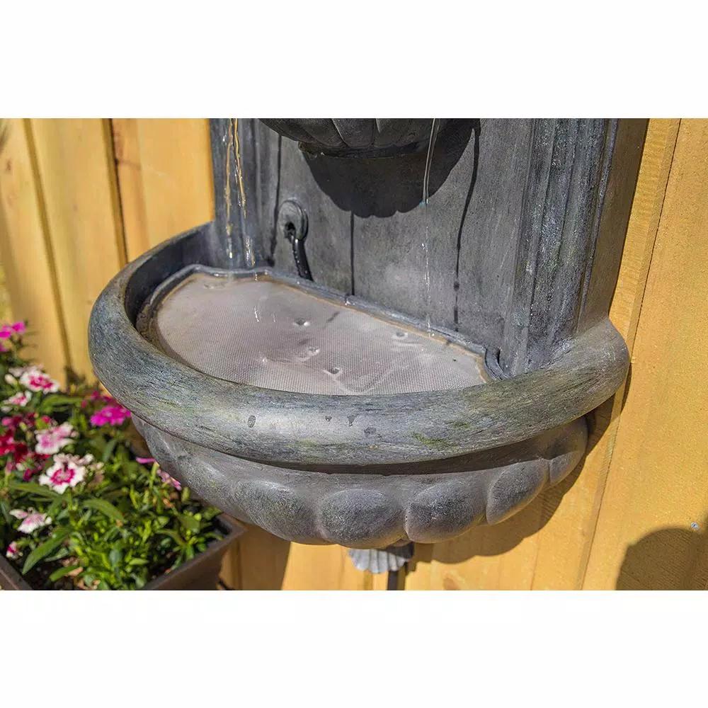 Kenroy Home Royal Resin Wall Fountain with Lion Head Design and LED Light, Zinc Finish
