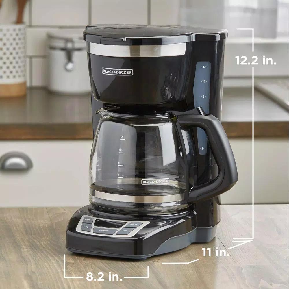 Black+Decker 12-Cup Programmable Drip Coffee Maker with Sneak-A-Cup Technology, Black