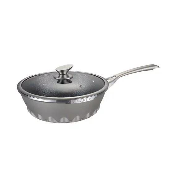 Amercook 11 in. Die-Cast Aluminum Nonstick Wok with Lid, Induction Ready