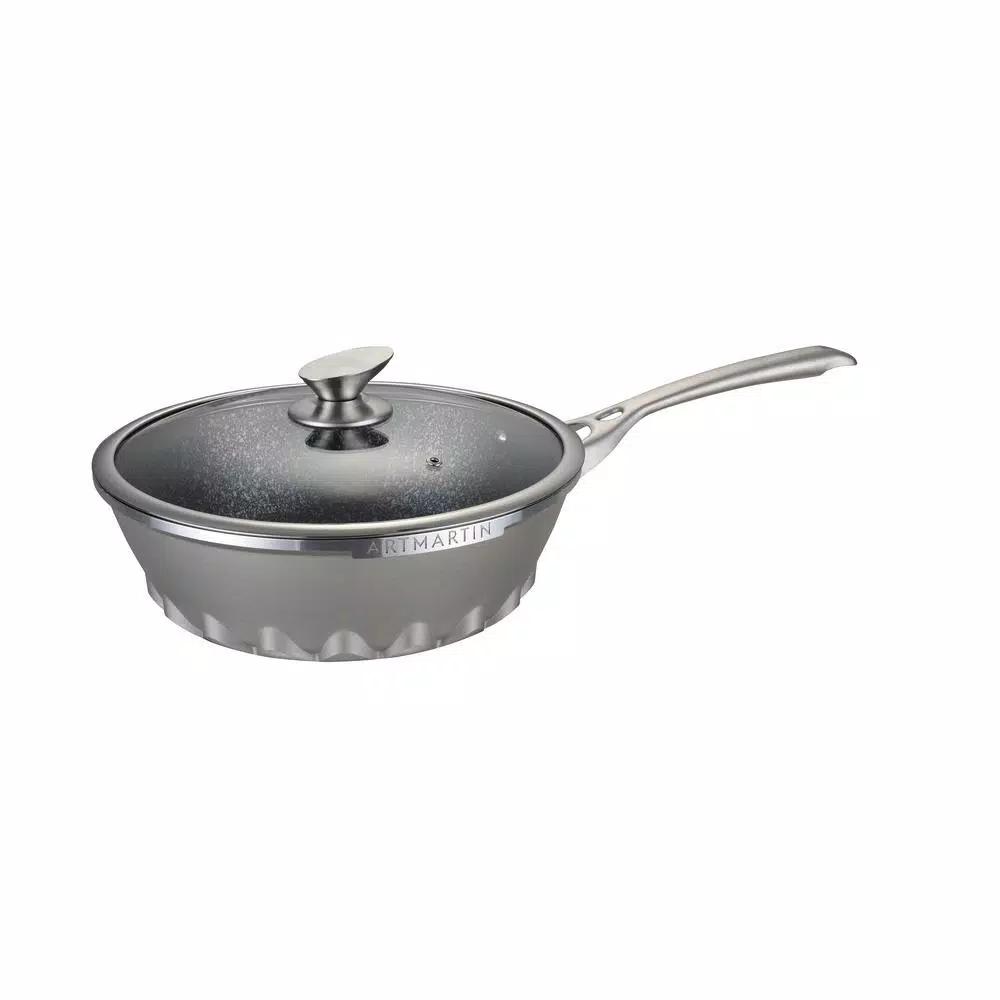Amercook 11 in. Die-Cast Aluminum Nonstick Wok with Lid, Induction Ready
