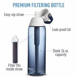 Brita 26 oz. Premium Filtering Water Bottle, Night Sky Blue, BPA-Free with 1 Filter thumbnail 3