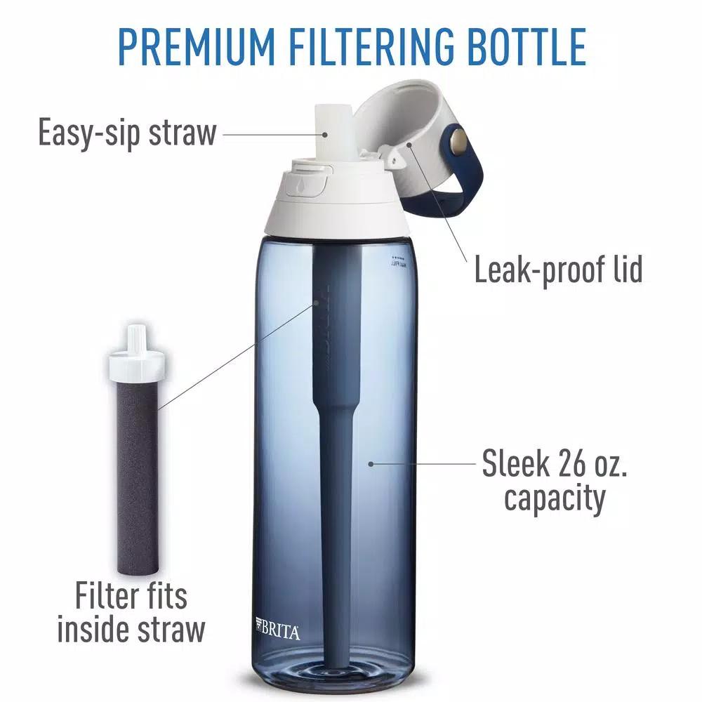 Brita 26 oz. Premium Filtering Water Bottle, Night Sky Blue, BPA-Free with 1 Filter