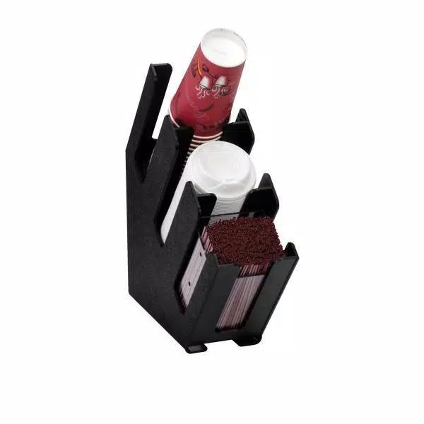 Unbranded Black 3-Section Countertop Cup and Lid Organizer for 6 oz. to 44 oz. Cups