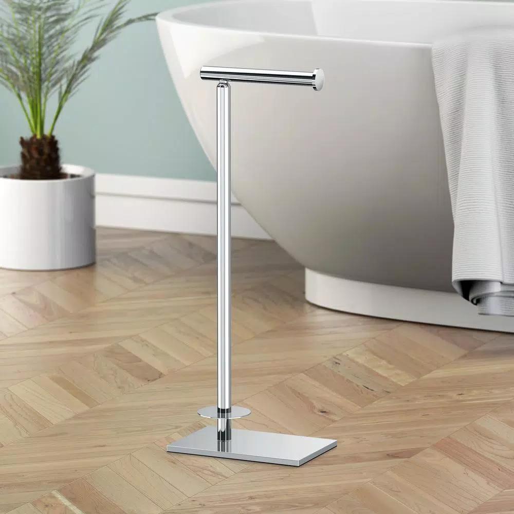 Gatco Latitude II Square Freestanding Toilet Paper Holder with Storage, Chrome
