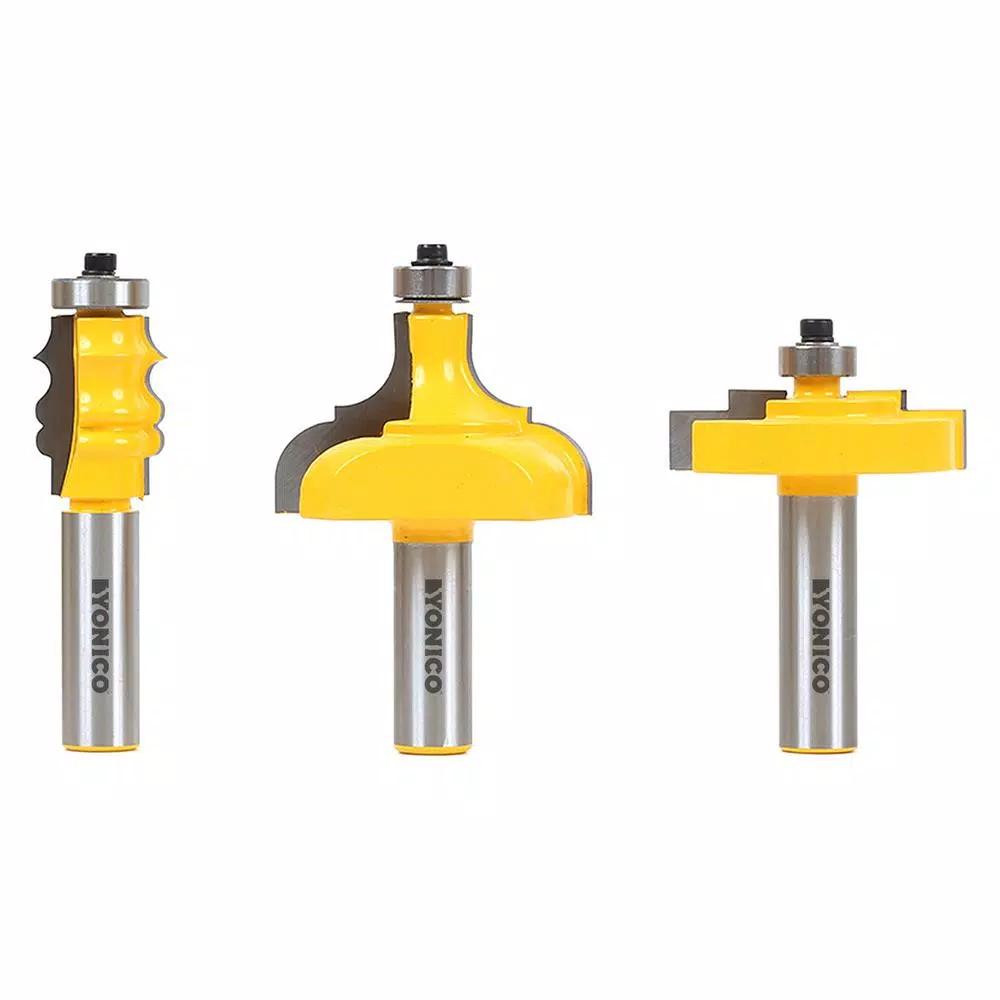 Yonico 3-Piece Picture Frame Router Bit Set with 1/2 in. Shank and Carbide Tipped Cutters
