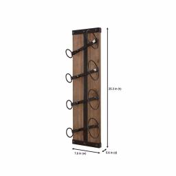 StyleWell 4-Bottle Vertical Wall Mounted Wine Rack, Black and Natural Wood thumbnail 2