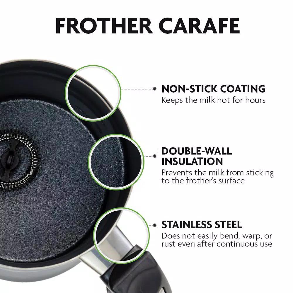 Oventes FR3608 Deluxe Electric Milk Frother and Steamer, 8 oz Silver Automatic Foam Maker