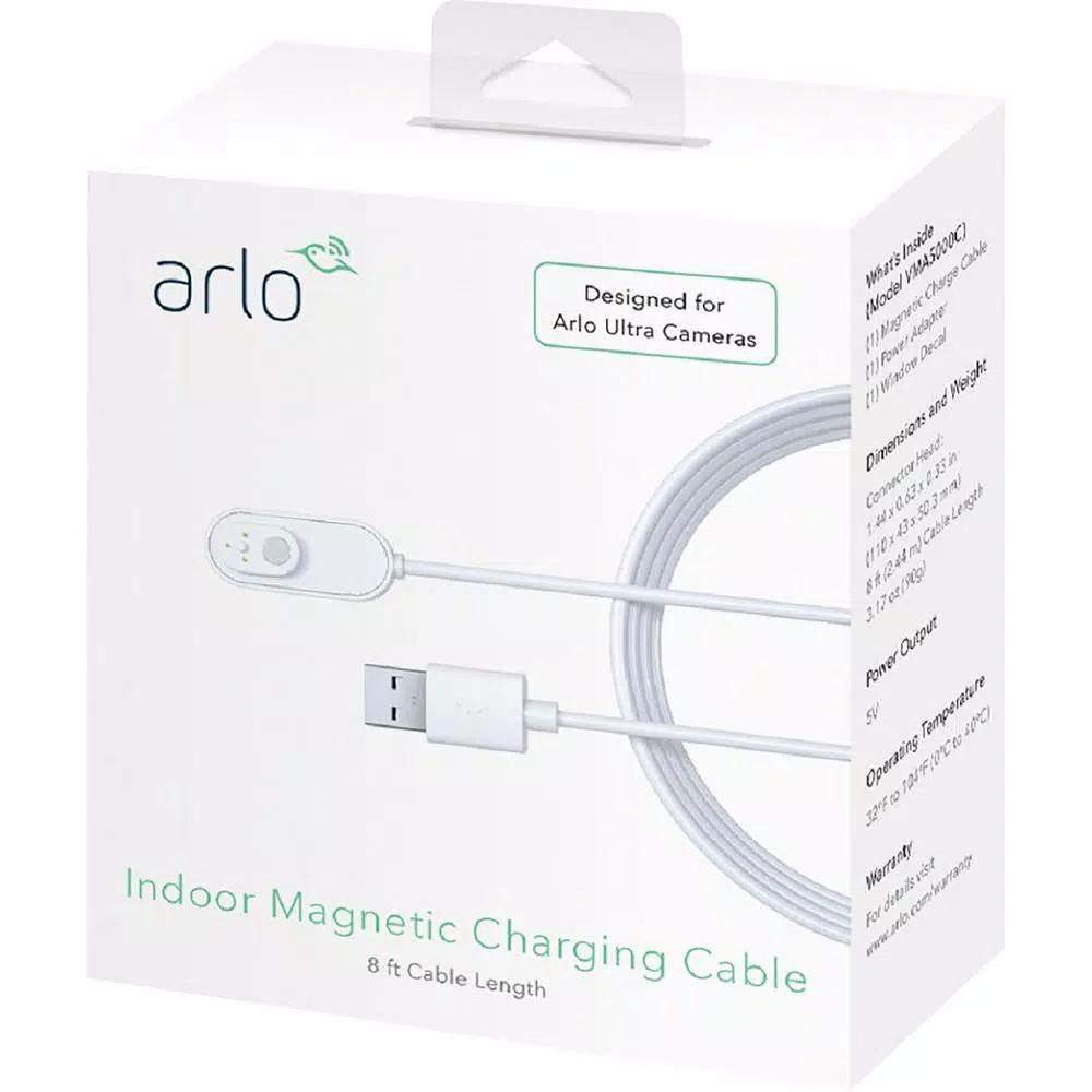 Arlo Ultra and Pro 3 Indoor Magnetic Charging Cable, 8 ft. - White