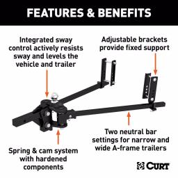 CURT TruTrack Trunnion Bar Weight Distribution System, 10,000-15,000 lbs GTW, 35-9/16" Bars thumbnail 3