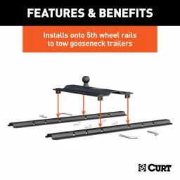 CURT Bent Plate 5th Wheel Rail Gooseneck Hitch with 2-5/16" Offset Ball thumbnail 8