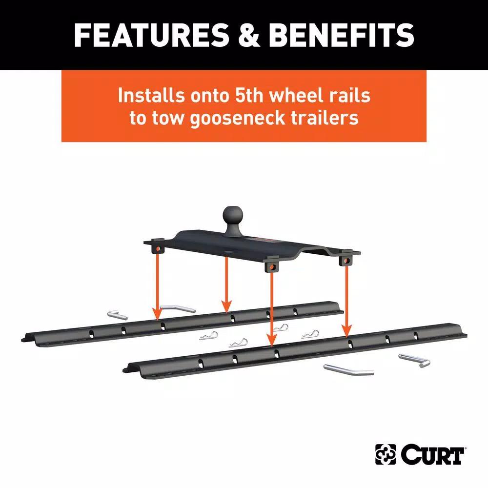 CURT Bent Plate 5th Wheel Rail Gooseneck Hitch with 2-5/16" Offset Ball