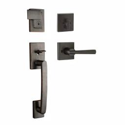 Baldwin Prestige Spyglass Single Cylinder Venetian Bronze Door Handleset with Square Lever thumbnail 2