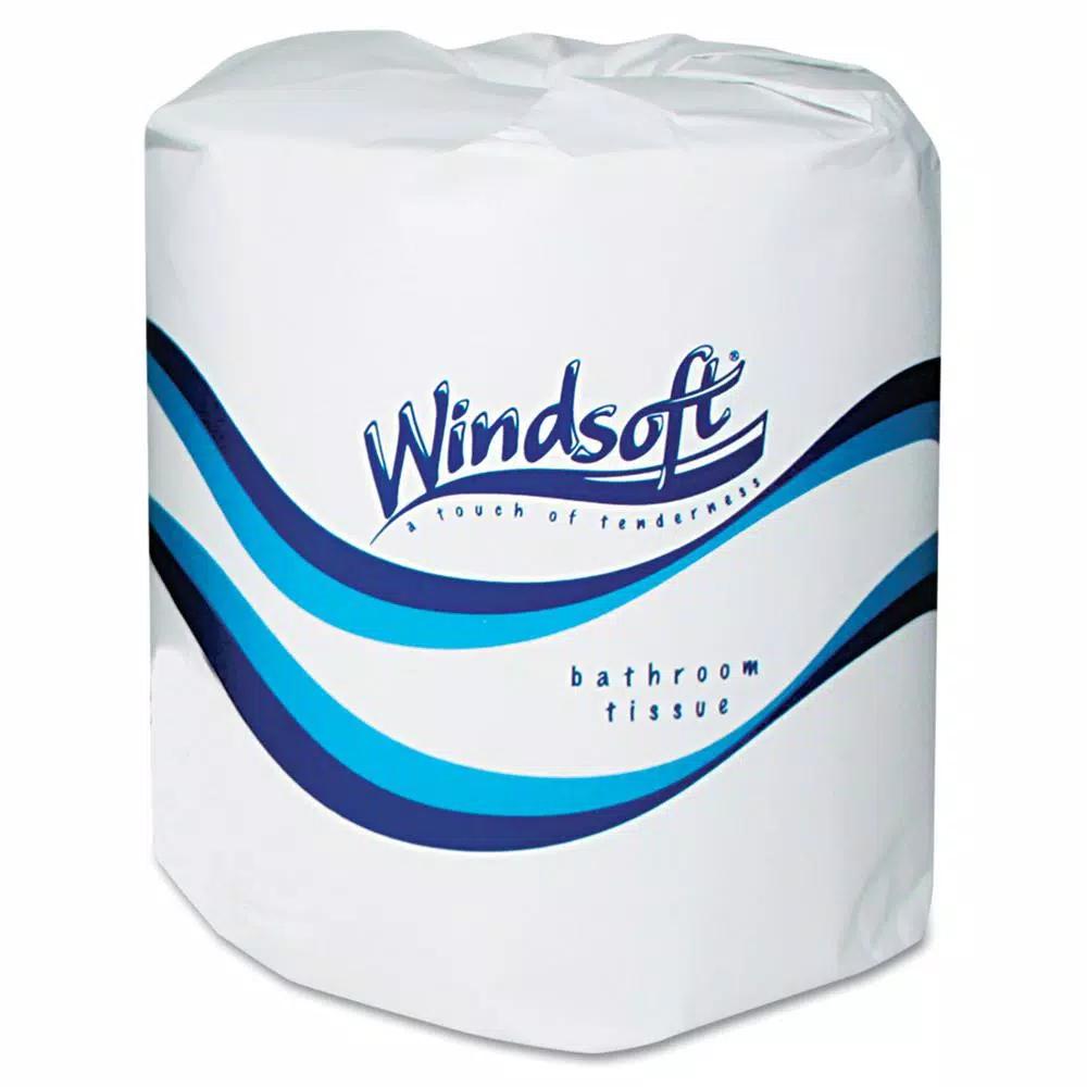 Windsoft Premium 2-Ply White Bath Tissue, 400 Sheets per Roll, 24 Rolls per Carton
