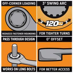 GearWrench 12mm 120XP GearBox Flex Head XL Ratcheting Wrench thumbnail 2