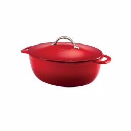 Tramontina Gourmet 6.5 qt. Oval Enameled Cast Iron Dutch Oven with Lid, Gradated Red thumbnail 1