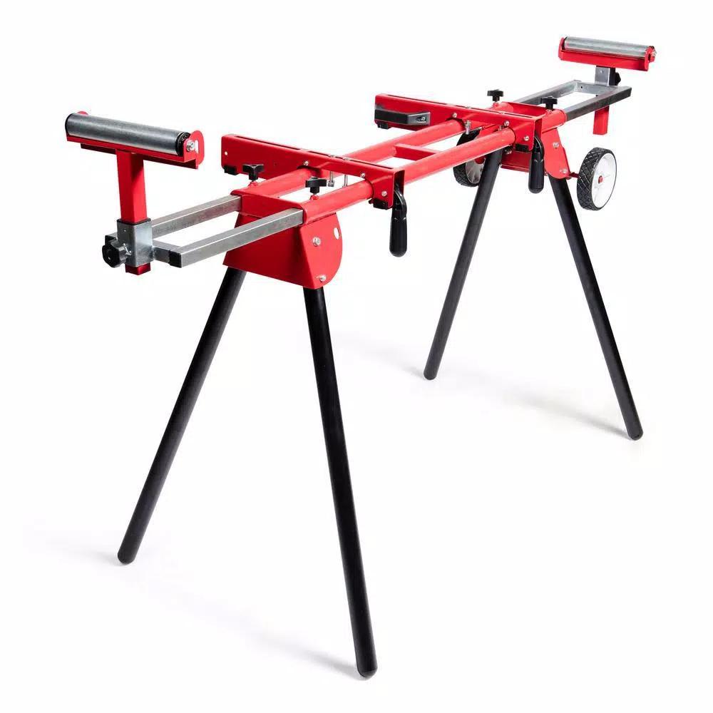 General International MS3102 Miter Saw Stand with Solid Tires and Adjustable Extensions