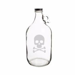 Cathy's Concepts 10.44 in. Skull and Crossbones Glass Craft Beer Growler, 64 oz. thumbnail 3