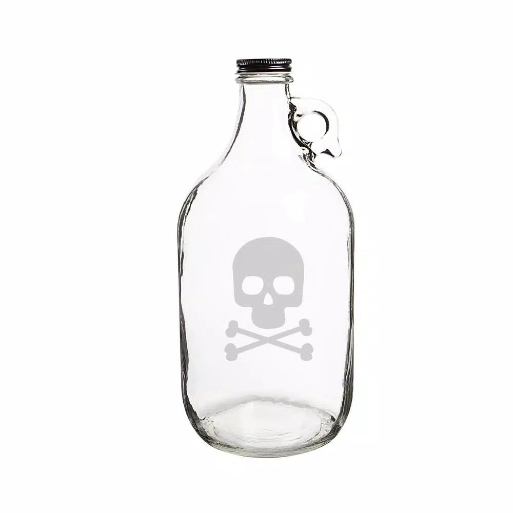 Cathy's Concepts 10.44 in. Skull and Crossbones Glass Craft Beer Growler, 64 oz.