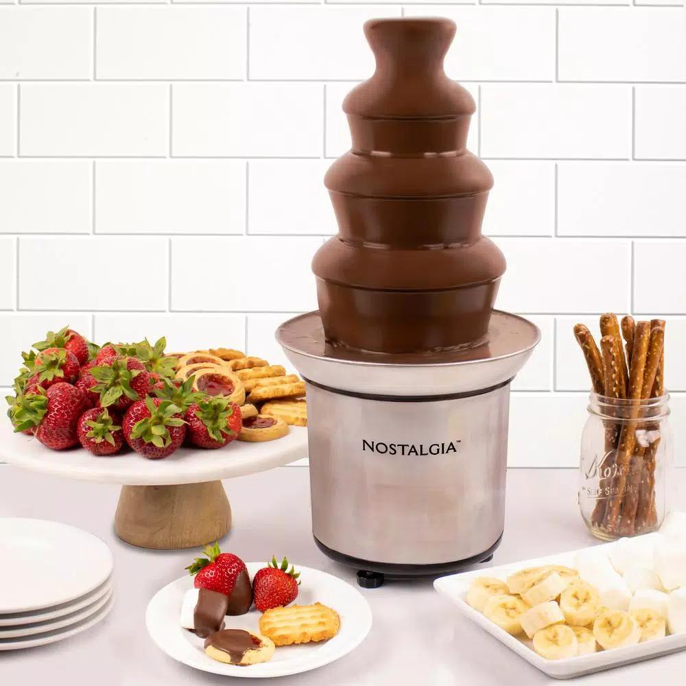 Nostalgia 4-Tier Chocolate Fondue Fountain with Stainless Steel Base, 2 lb. Capacity