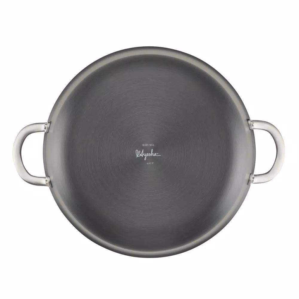 Ayesha Curry Ayesha Home Collection 7.5 Qt. Hard-Anodized Aluminum Nonstick Stock Pot with Glass Lid, Charcoal Gray
