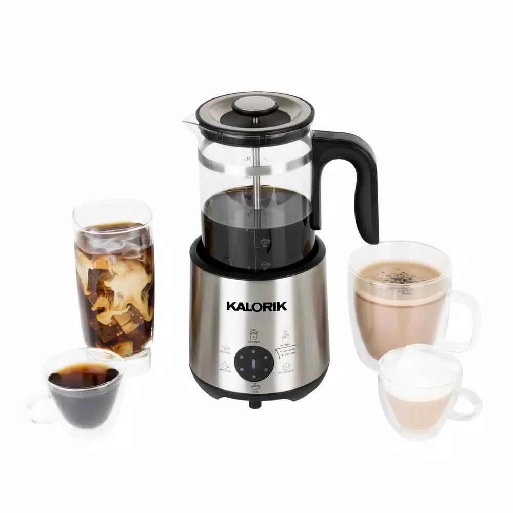 KALORIK Bartista 8-in-1 Electric French Press Coffee Maker, 24 oz. Stainless Steel