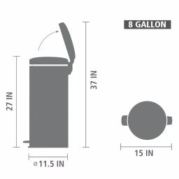 Brabantia 8 Gal. Metallic Mint Steel Step-On Trash Can thumbnail 7
