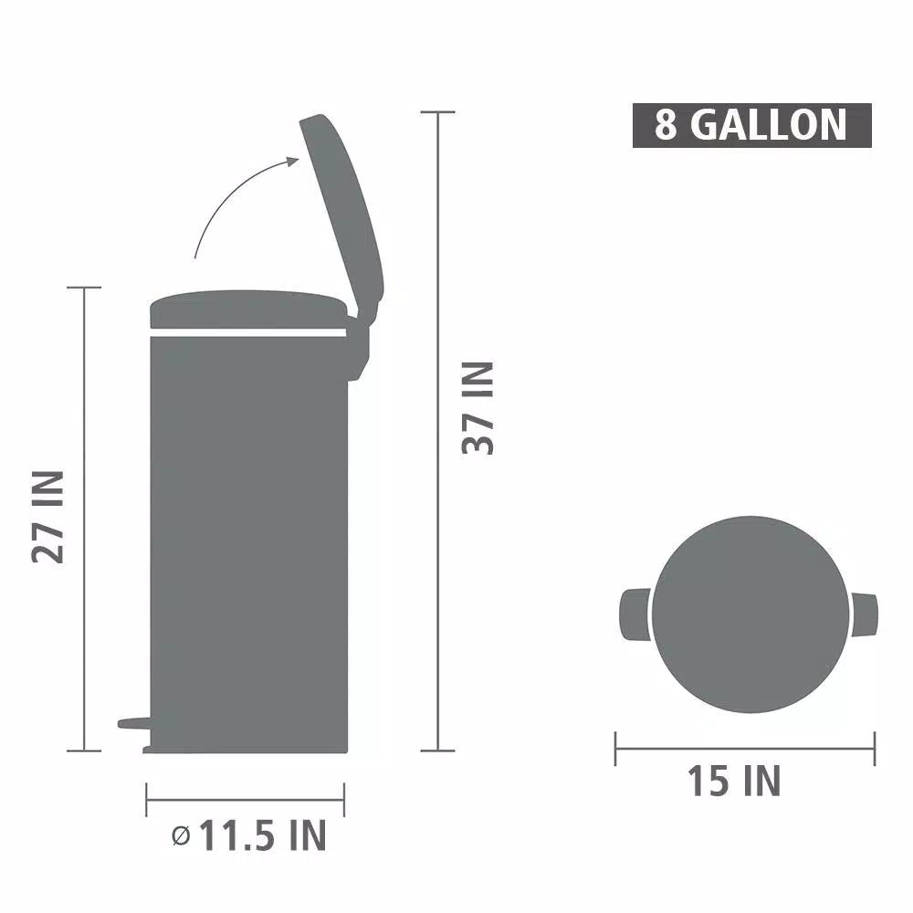 Brabantia 8 Gal. Metallic Mint Steel Step-On Trash Can