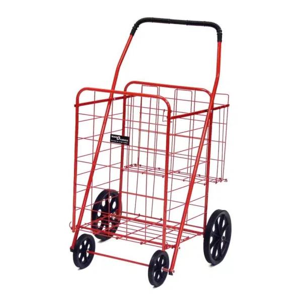 Easy Wheels Jumbo Plus Shopping Cart with Extra Storage Basket - Red