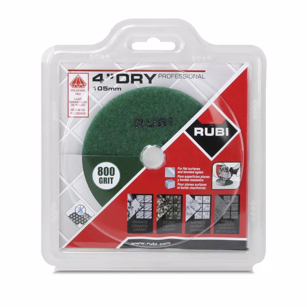 Rubi 4 in. 800 Grit Resin Dry Polishing Pad for Engineered Stone, Concrete, Marble & Granite