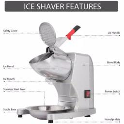 VIVOHOME 11 oz Electric Ice Crusher and Snow Cone Machine, Dual Blades, Silver Stainless Steel thumbnail 4
