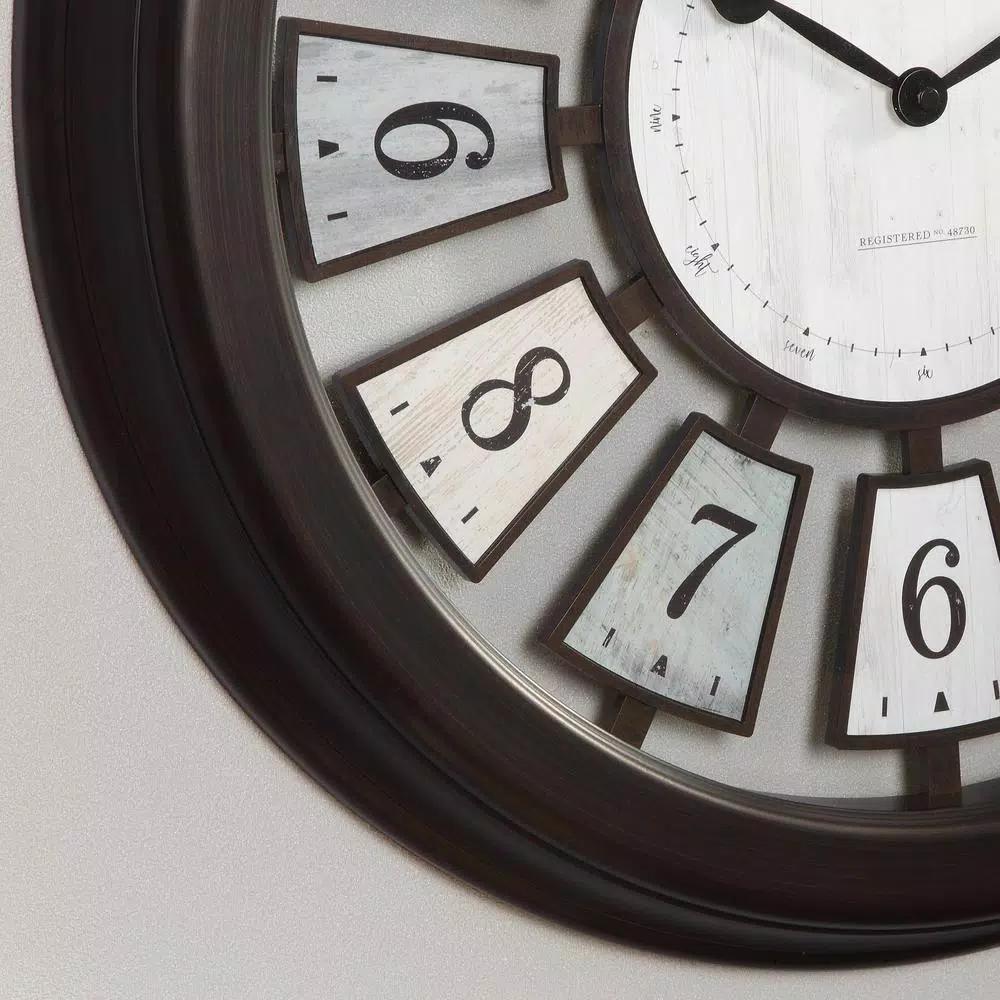 FirsTime & Co. Black Mercantile Plaques Wall Clock - Industrial Farmhouse Design