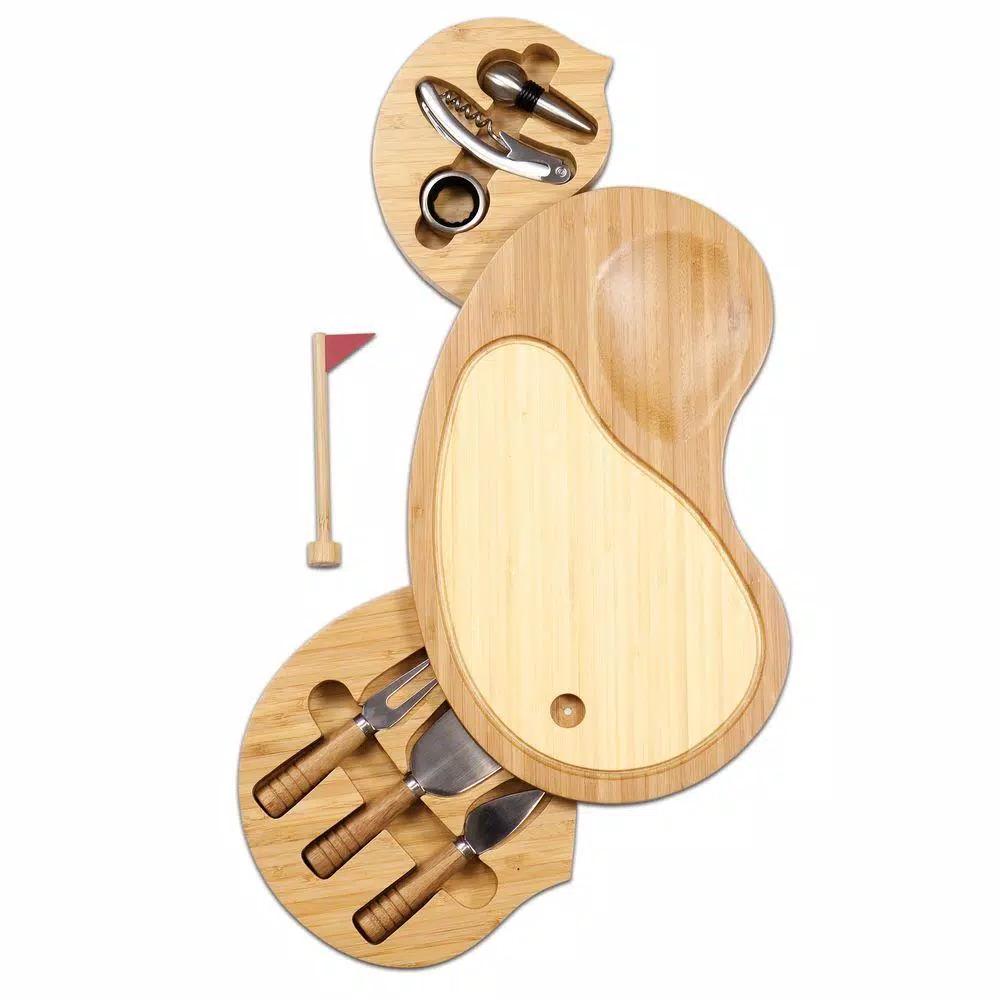 Legacy Picnic Time Sand Trap Bamboo Cheese Board and Tool Set with Putting Green Design