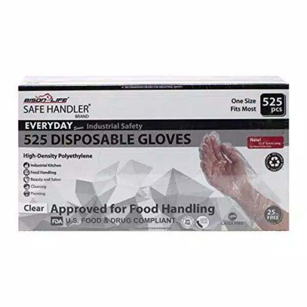 Safe Handler Long Cuff HDPE Multi-Purpose Disposable Gloves, One Size, 525-Count
