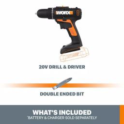 WORX 20V PowerShare 3/8 in. Cordless 2-Speed Drill Driver (Tool-Only) thumbnail 3