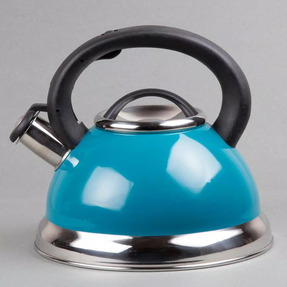 Creative Home Alexa 3.0 Qt. Stainless Steel Whistling Tea Kettle, Aqua Blue