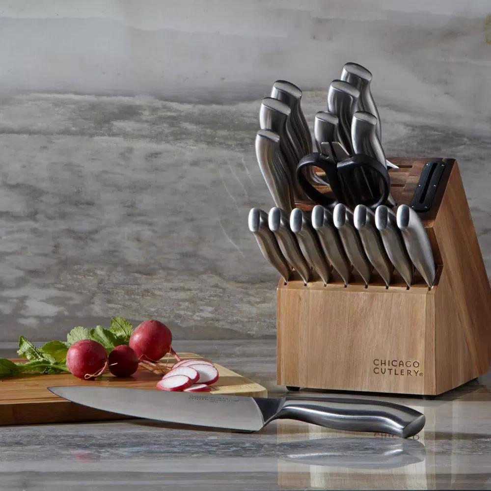 Chicago Cutlery Insignia 18-Piece High-Carbon Stainless Steel Knife Set with Acacia Wood Block