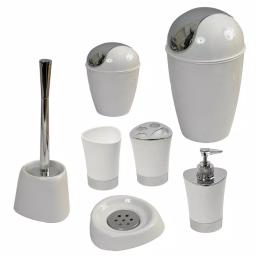 Unbranded Modern White Toilet Bowl Brush with Holder, Chrome Plated Handle, Compact Design thumbnail 2