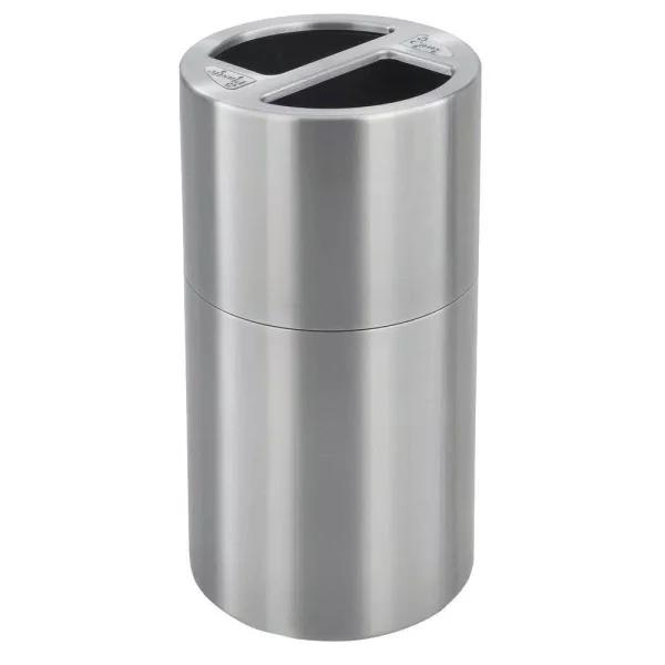 Safco 30 Gal. Dual Recycling Receptacle Commercial Trash Can with Satin Aluminum Finish