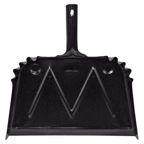 Genuine Joe 16 in. Metal Black Scope Dust Pan, Heavy-Duty 20-Gauge Steel