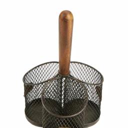 MIND READER Stainless Steel Utensil Caddy & Silverware Organizer with Wood Handle thumbnail 5