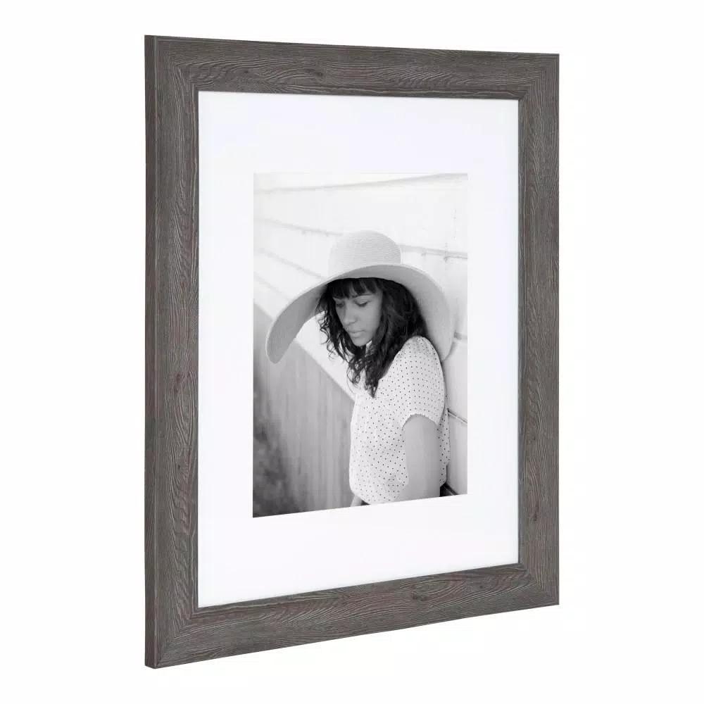 Kate And Laurel Edson Gray Rustic Farmhouse Picture Frame Set, 16x20 in. Matted to 11x14 in. (Set of 2)