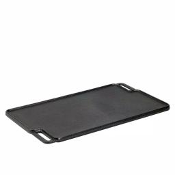 Basic Essentials 18 in. Cast Iron Rectangular Double Reversible Grill and Griddle, Pre-Seasoned Non-Stick thumbnail 3