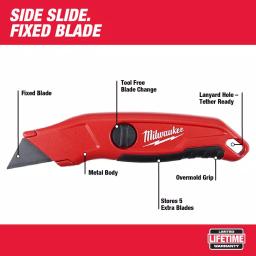 Milwaukee Fixed Blade Utility Knife with Tool-Free Blade Change and Onboard Storage thumbnail 2
