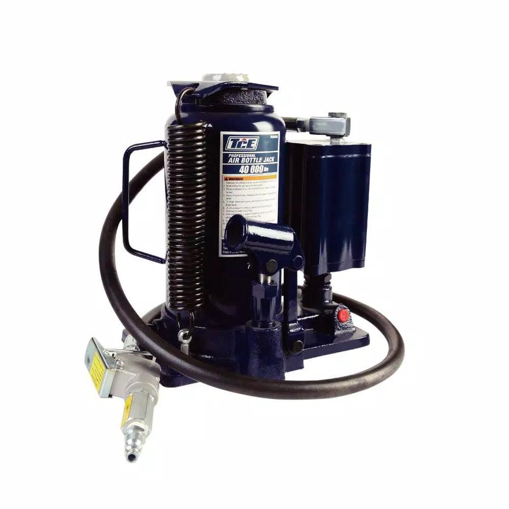 TCE 20-Ton Air Hydraulic Bottle Jack, 40,000 lb. Capacity, Heavy-Duty Steel