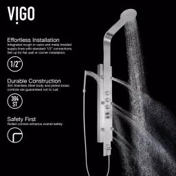 VIGO Mateo 59.5 in. Stainless Steel 6-Jet High Pressure Shower Panel System thumbnail 4